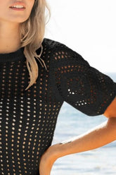 BiBi Crochet Lace Top With Puff Sleeves OutfitFlow